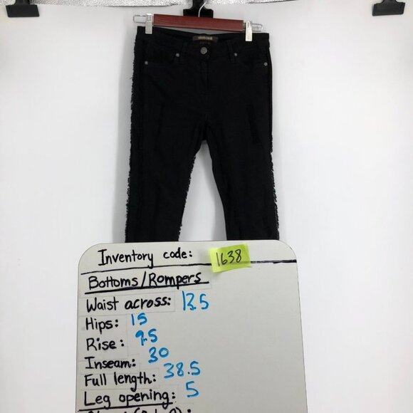 Roberto Cavalli Black Distressed Fringe Skinny Jeans w/ Frayed Trim detail - Picture 16 of 16